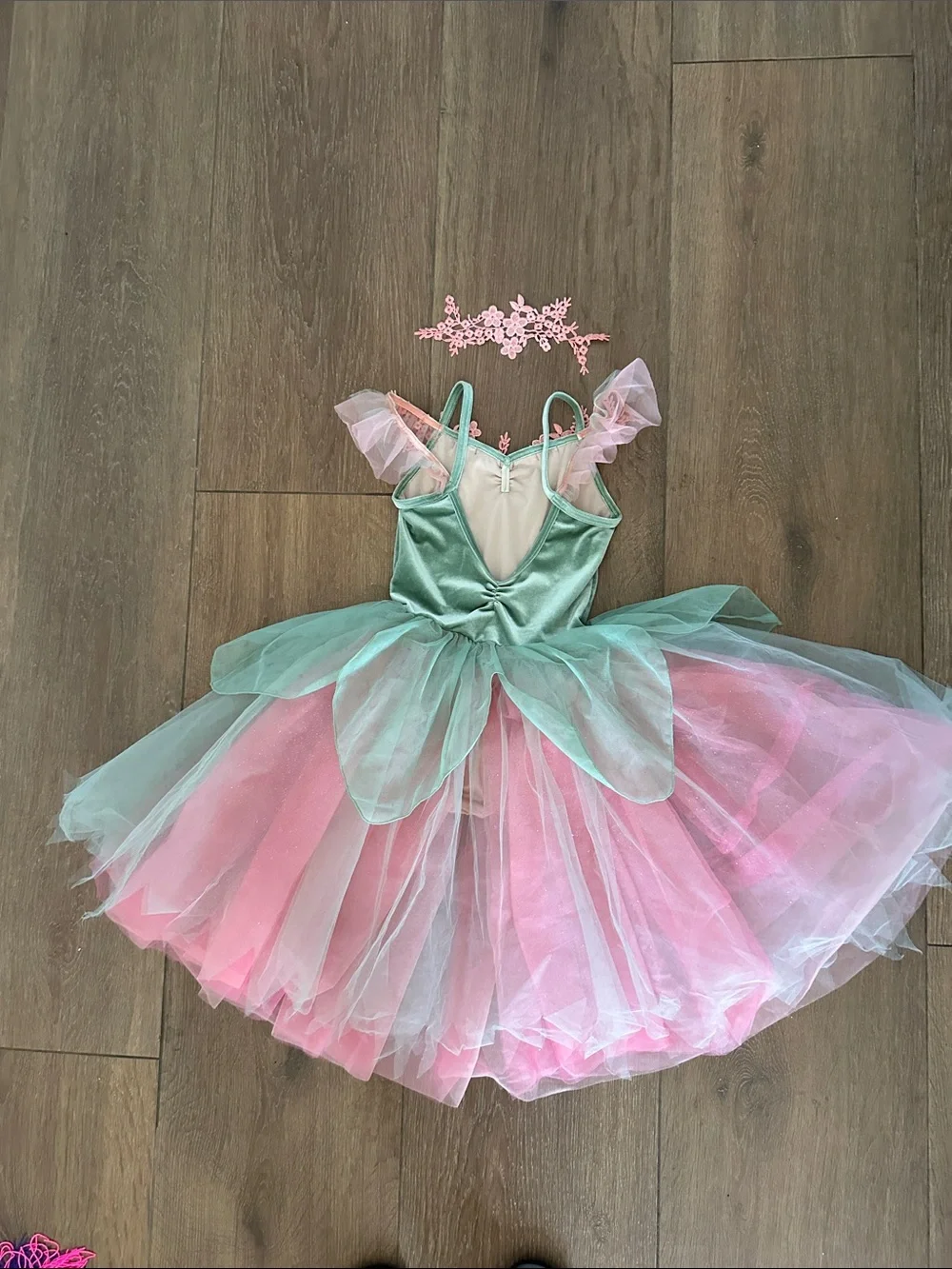 Weissman Pink & Green Fairy Tutu Dress Costume. Great for dance or Halloween.